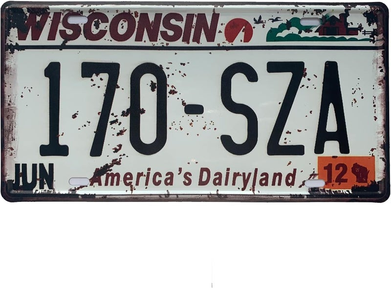 ROOKOPR Wisconsin Aluminum Novelty License Plate 12"x6" - Front Car Decorative Retro Rusty Decor for Men Women Car-49 - Image 1